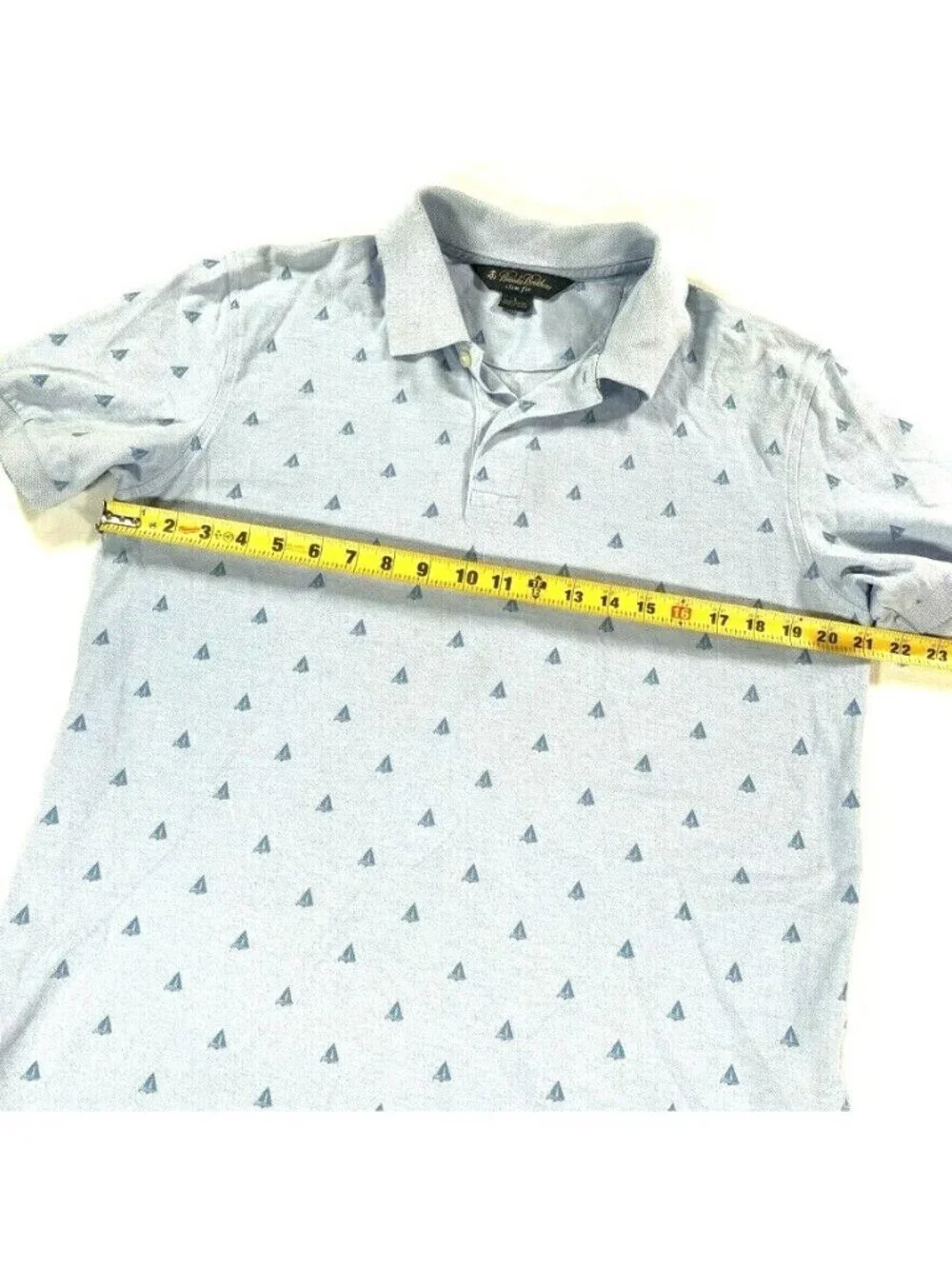 Brooks Brothers Men’s Sailboat Slim Fit Polo 100% Cotton Shirt Blue • Large